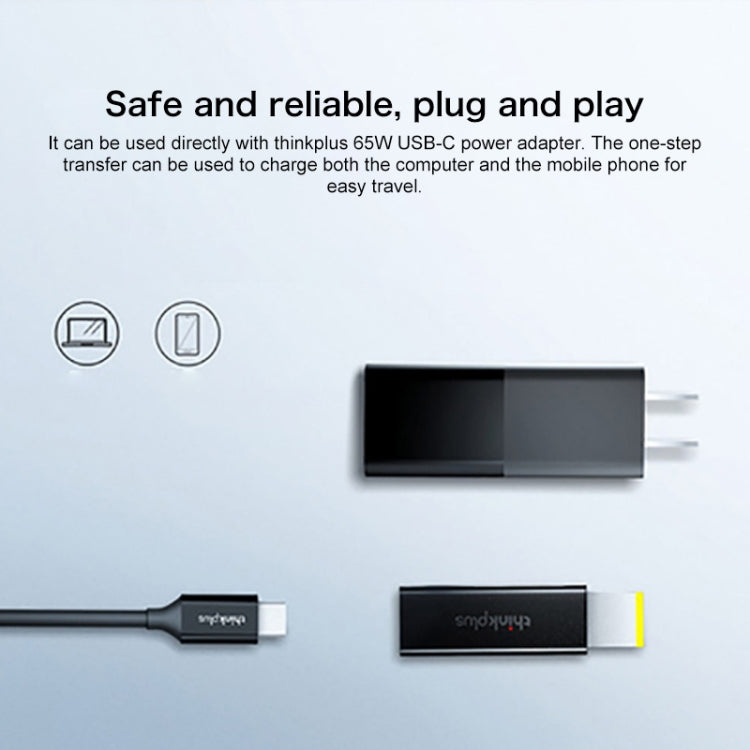 Adaptateur de port carré mince Lenovo thinkPlus USB-C / Type-C (noir)