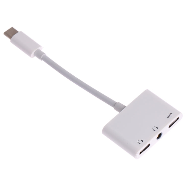 3 in 1 USB-C + 3.5mm + 3.5mm to USB-C Digital Charging Audio Adapter (White)