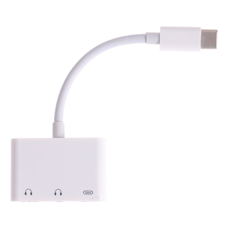 3 in 1 USB-C + 3.5mm + 3.5mm to USB-C Digital Charging Audio Adapter (White)