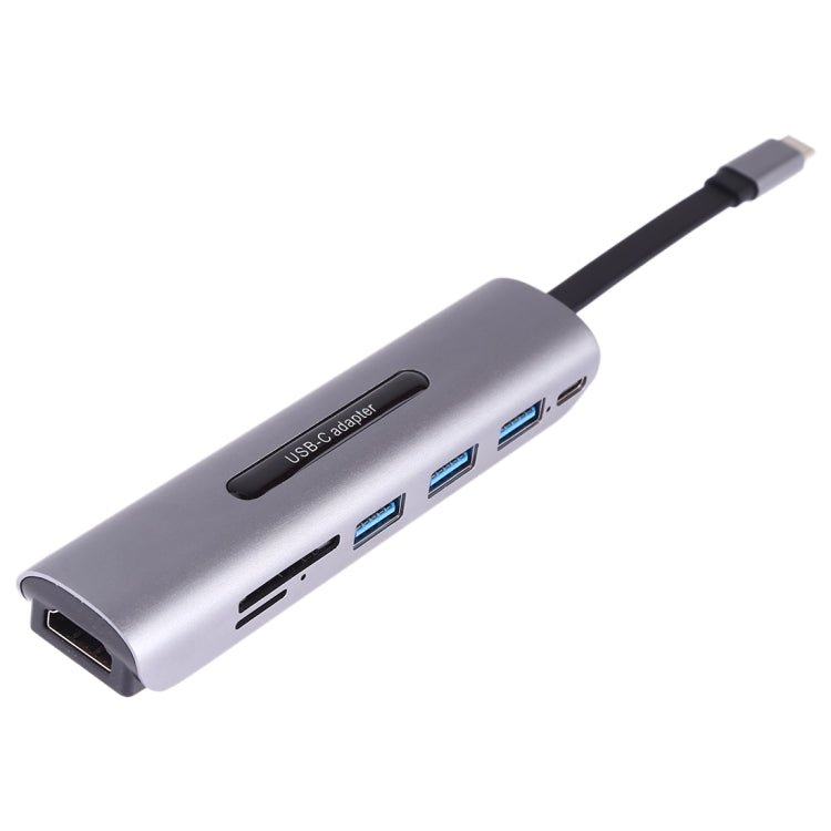 V157A 7 en 1 USB-C / Type-C vers PD + USB 3.0 x 3 + SD + TF + Ports HDMI HUB Station d'accueil et lecteur de carte