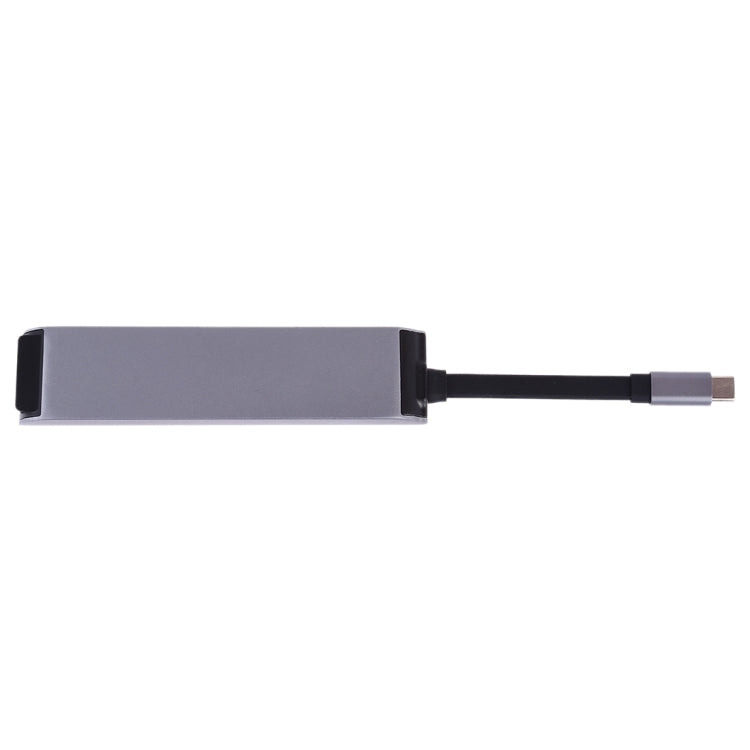 V157A 7 en 1 USB-C / Type-C a PD + USB 3.0 x 3 + SD + TF + Puertos HDMI HUB Docking Station y lector de Tarjetas