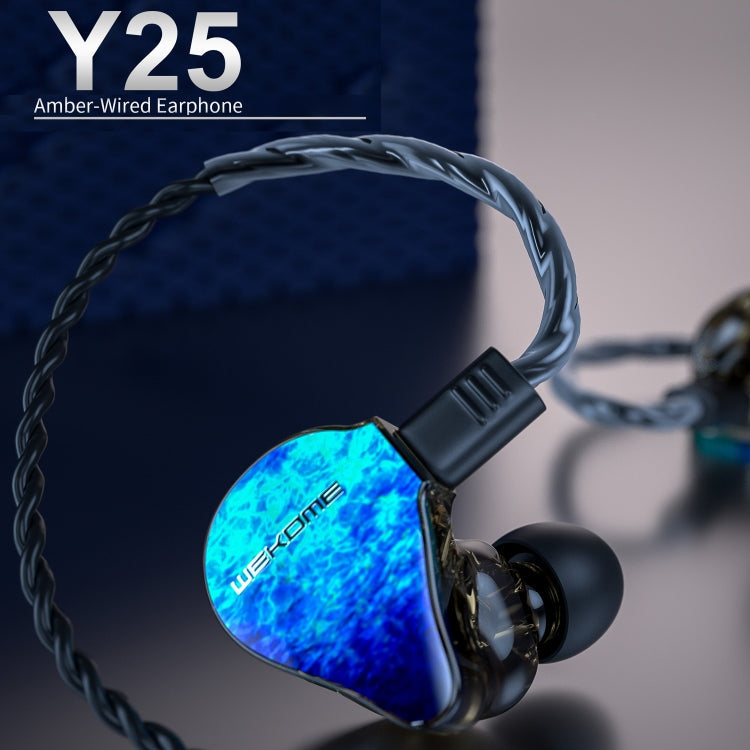 WK Y25 AMBER BLUETOOTH + Auriculares con Cable de alimentación de Doble fijo con Enchufe de codo de 3.5 mm (Azul)