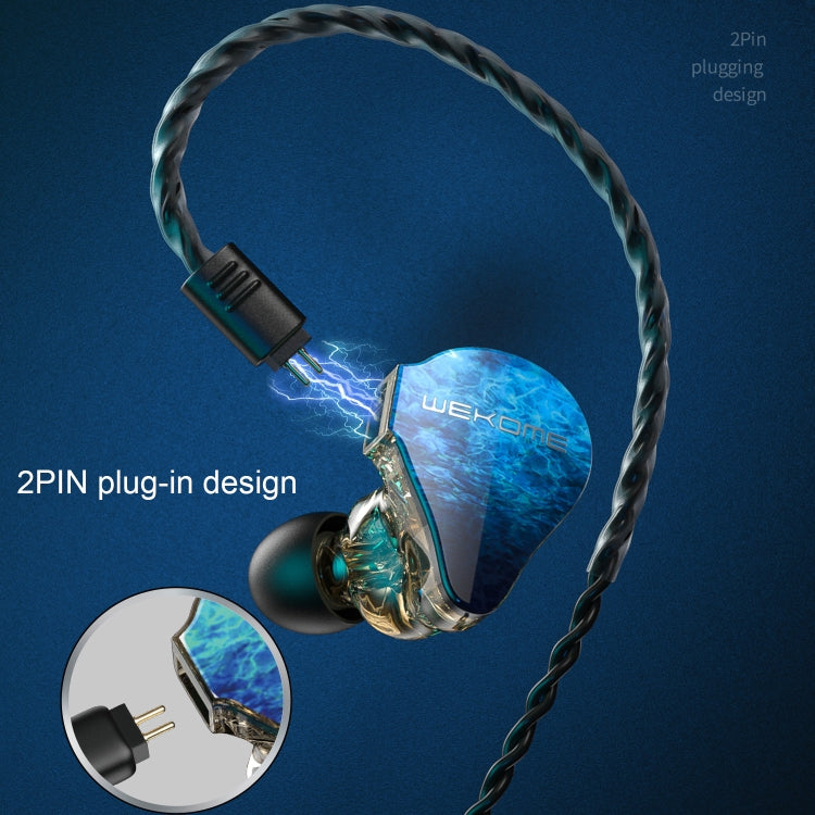 WK Y25 AMBER BLUETOOTH + Auriculares con Cable de alimentación de Doble fijo con Enchufe de codo de 3.5 mm (Azul)
