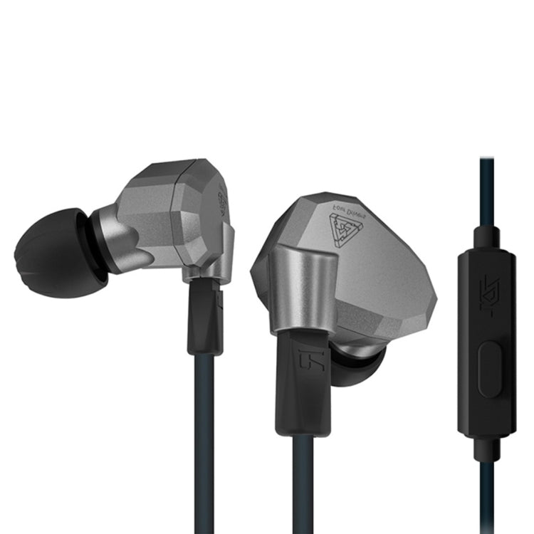 KZ ZS5 1.2m 3.5mm Wired Control Headphones with Sport Design Hanging in Ear for iPhone iPad Galaxy Huawei Xiaomi LG HTC and other Smart (Grey)