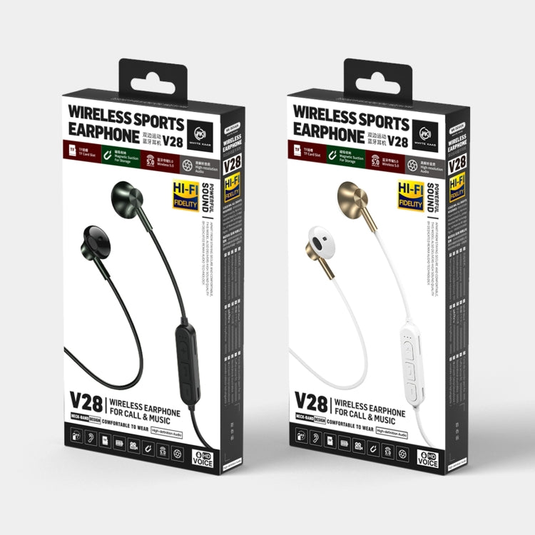 WK V28 Magnétique intra-auriculaire sans fil Bluetooth 5.0 Sports Earphone Support TF Card (Noir)