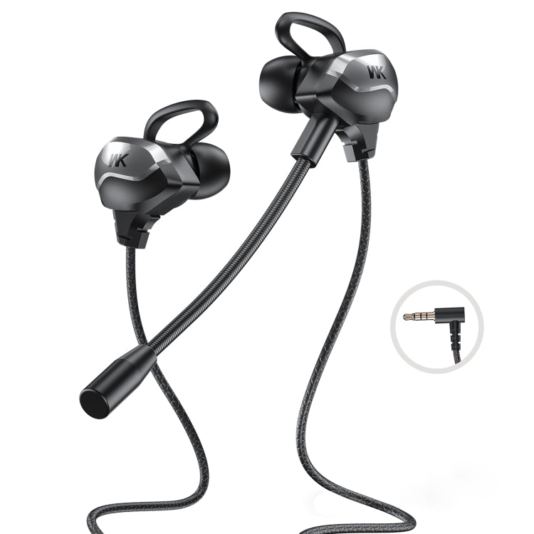 WK ET-Y30 ET Series Coude dans l'oreille filaire 3,5 mm filaire avec microphone (noir)