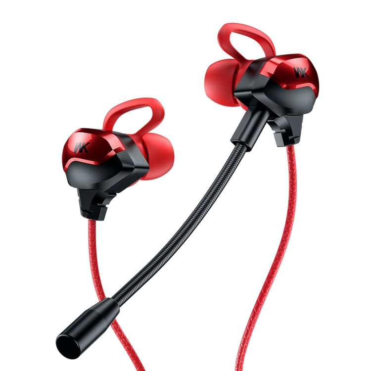 WK ET-Y30 ET Series 3.5mm Elbow in Wired Wired Earphone with Microphone (Red)
