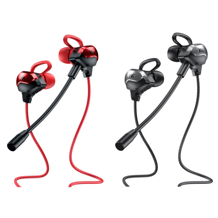 WK ET-Y30 ET Series 3.5mm Elbow in Wired Wired Earphone with Microphone (Red)