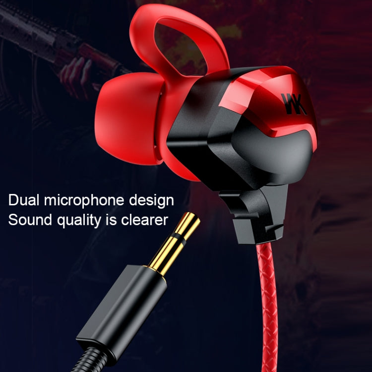 WK ET-Y30 ET Serie 3.5mm Codo en el Auricular con Cable de alambre con Cable con Micrófono (Rojo)