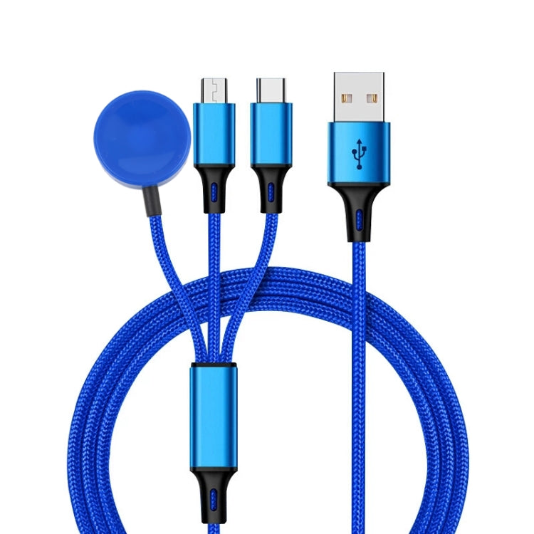 3 in 1 8 Pin + Type-C / USB-C + Magnetic Charging Dock Multifunction Charging Cable Length: 1M (Blue)
