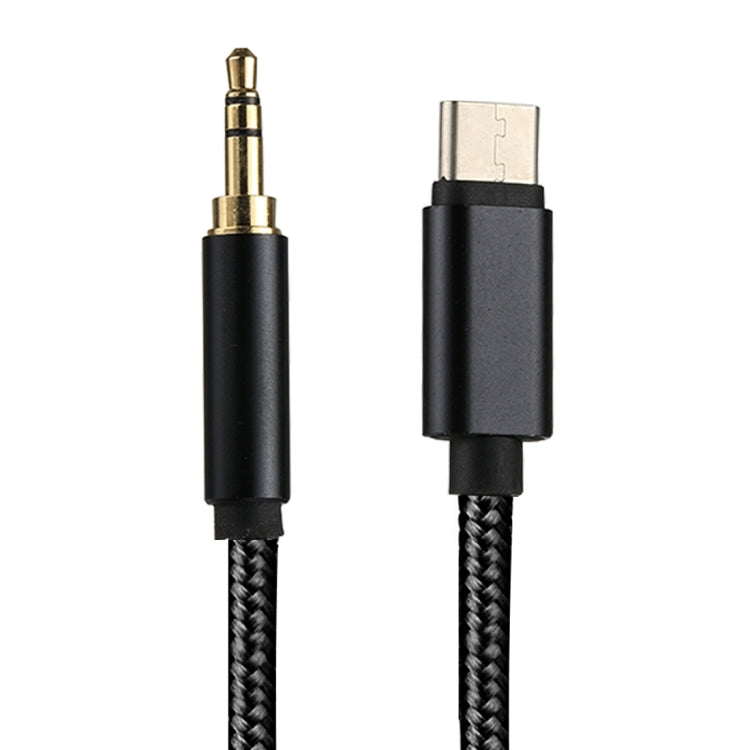 Cable de Audio Tipo C Macho a Macho de 3.5 mm con estilo de tejido de 1 m Para Galaxy S8 y S8 + / LG G6 / Huawei P10 y P10 Plus y otros Teléfonos Inteligentes (Negro)