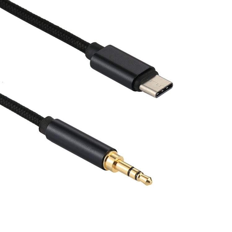 1m Fabric Style 3.5mm Type C Male to Male Audio Cable for Galaxy S8 and S8+ / LG G6 / Huawei P10 and P10 Plus and Other Smartphones (Black)