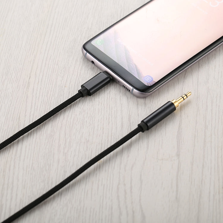 Cable de Audio Tipo C Macho a Macho de 3.5 mm con estilo de tejido de 1 m Para Galaxy S8 y S8 + / LG G6 / Huawei P10 y P10 Plus y otros Teléfonos Inteligentes (Negro)