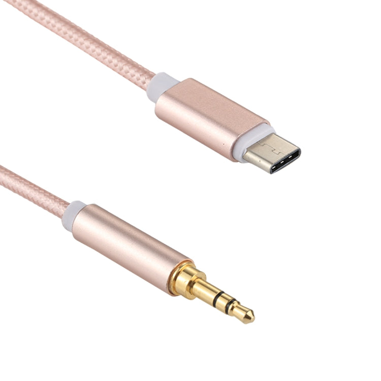 Cable de Audio Tipo C Macho a Macho de 3.5 mm con estilo de tejido de 1 m Para Galaxy S8 y S8 + / LG G6 / Huawei P10 y P10 Plus / Xiaomi Mi6 y Max 2 y otros Teléfonos Inteligentes (Rosa)