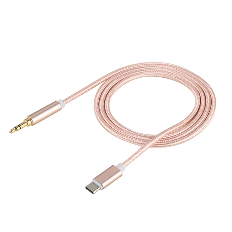 1m Weave Style 3.5mm Type C Male to Male Audio Cable for Galaxy S8 &amp; S8+ / LG G6 / Huawei P10 &amp; P10 Plus / Xiaomi Mi6 &amp; Max 2 and Other Smartphones (Pink)