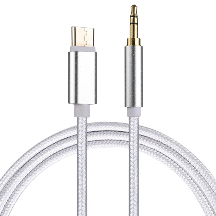 1m Fabric Style 3.5mm Type C Male to Male Audio Cable for Galaxy S8 &amp; S8+ / LG G6 / Huawei P10 &amp; P10 Plus / Xiaomi Mi6 &amp; Max 2 and Other Smartphones (White)
