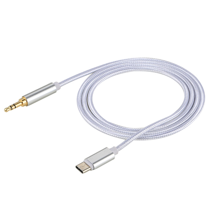 1m Fabric Style 3.5mm Type C Male to Male Audio Cable for Galaxy S8 &amp; S8+ / LG G6 / Huawei P10 &amp; P10 Plus / Xiaomi Mi6 &amp; Max 2 and Other Smartphones (White)