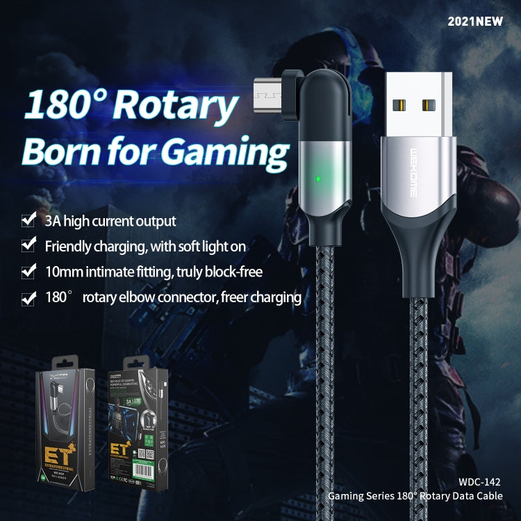 WK WDC-142M 3A Gaming Series USB to Micro USB 180 Degree Rotation Data Cable Length: 1M