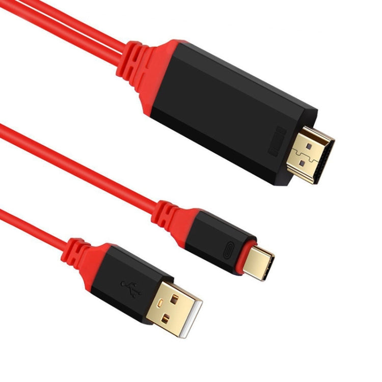 2 en 1 USB-C / Type-C + Interfaz de Fuente de Alimentación USB Para Cable de video HDMI 4K x 2K Ultra HD Longitud: 2 m