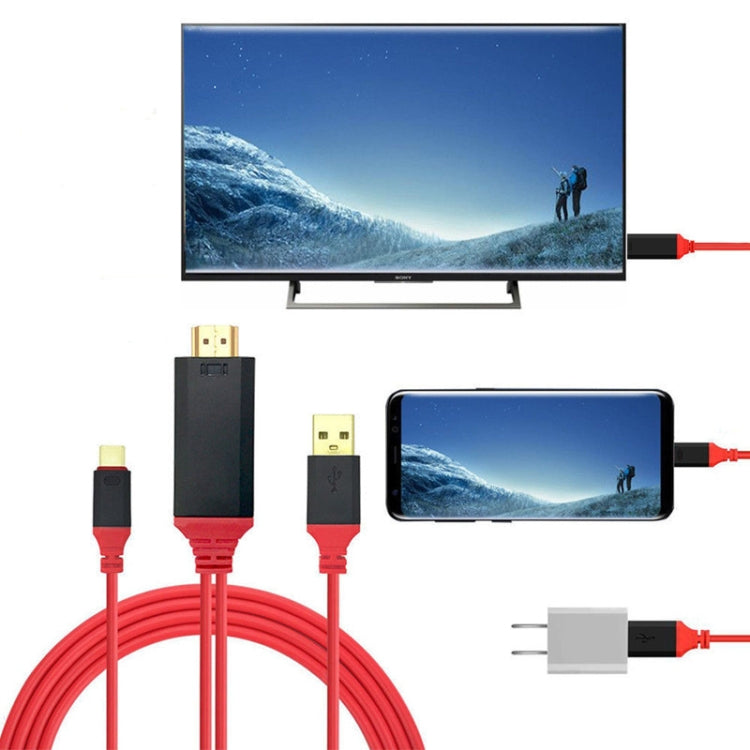 2 en 1 USB-C / Type-C + Interfaz de Fuente de Alimentación USB Para Cable de video HDMI 4K x 2K Ultra HD Longitud: 2 m