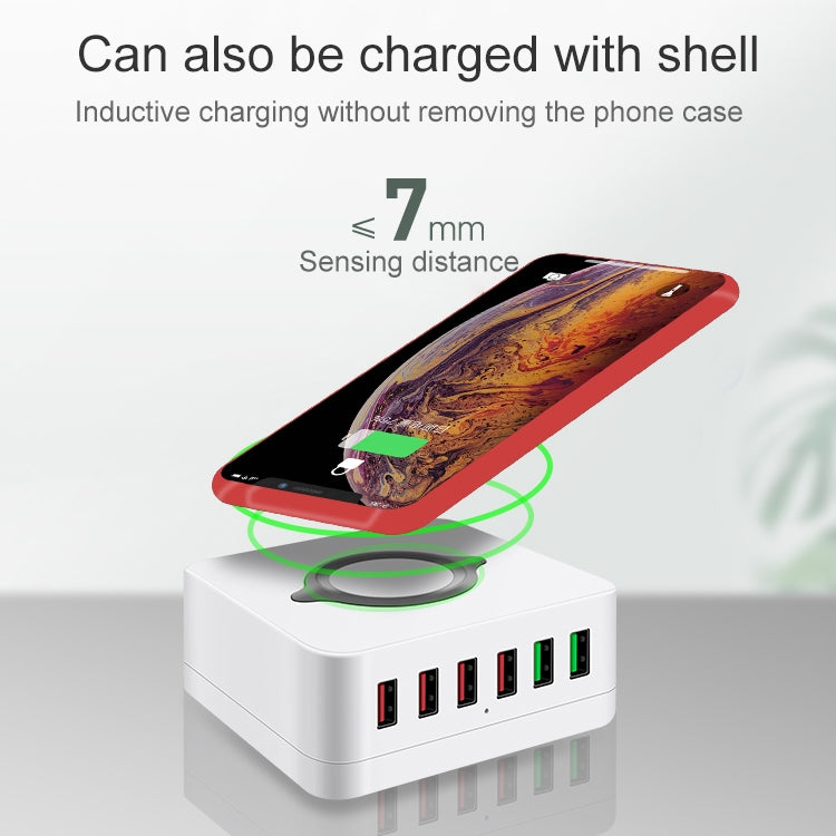 E6 7 in 1 Multifunction Wireless Charging Station USB Smart Plug Stand Holder