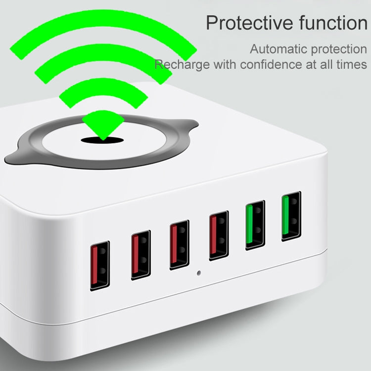 E6 7 in 1 Multifunction Wireless Charging Station USB Smart Plug Stand Holder