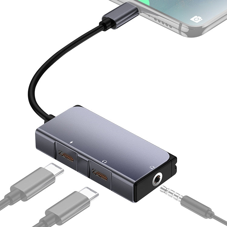 Nubia 3 en 1 Dual Tipo-C / USB-C + 3.5mm de acoplamiento de 3.5 mm para Magic Red Magic 5G (Gray)