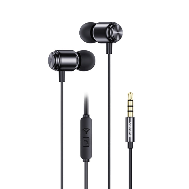 USAMS US-SJ548 EP-44 3.5mm Aluminum Alloy Cable Earphones with Center Control Length: 1.2m (Black)