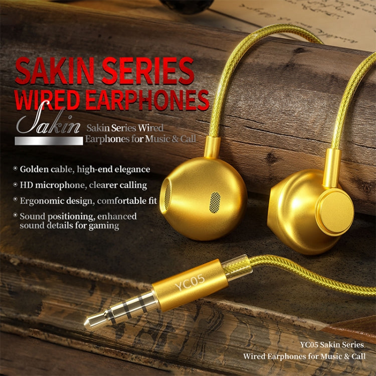 WK YC05 3.5mm Music in Wired Earphone (Gold)