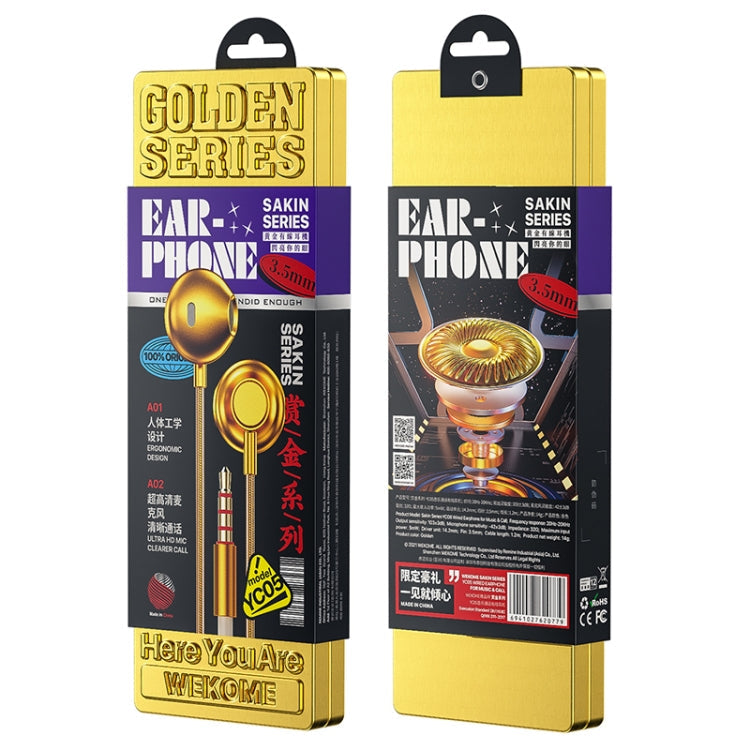 WK YC05 3.5mm Music in Wired Earphone (Gold)