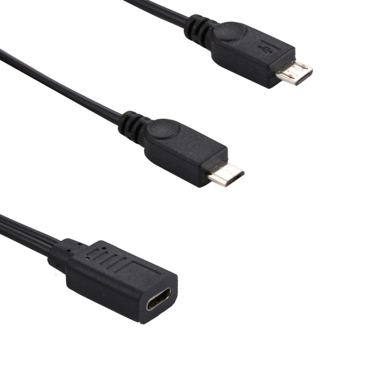USB-C / TYPE-C Hembra a 2 x Adaptador Macho Micro USB Cable y Cable longitud total: alrededor de 30 cm