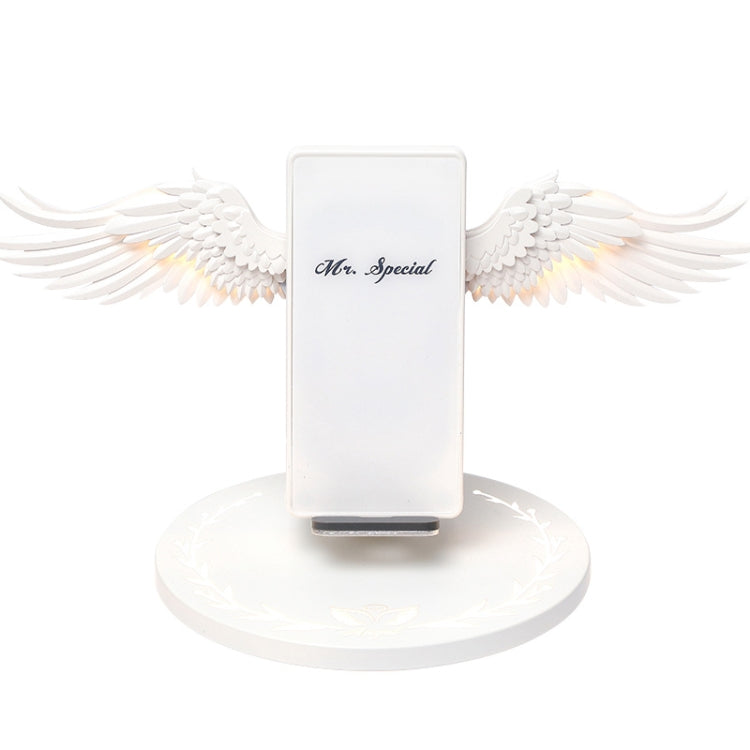 10W Angel Wings Shape Smart Vertical Wireless Mobile Phone Charger with Lighting Base