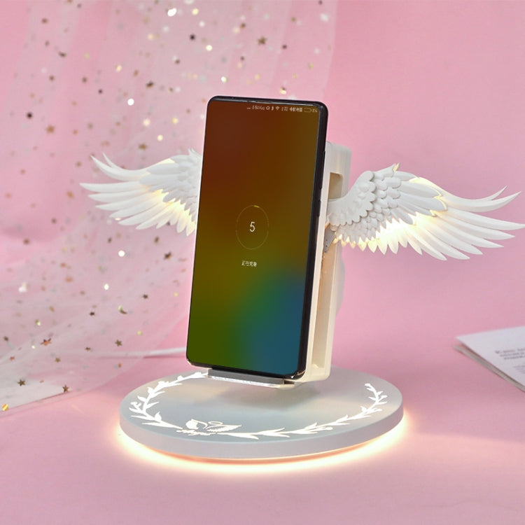 10W Angel Wings Shape Smart Vertical Wireless Mobile Phone Charger with Lighting Base