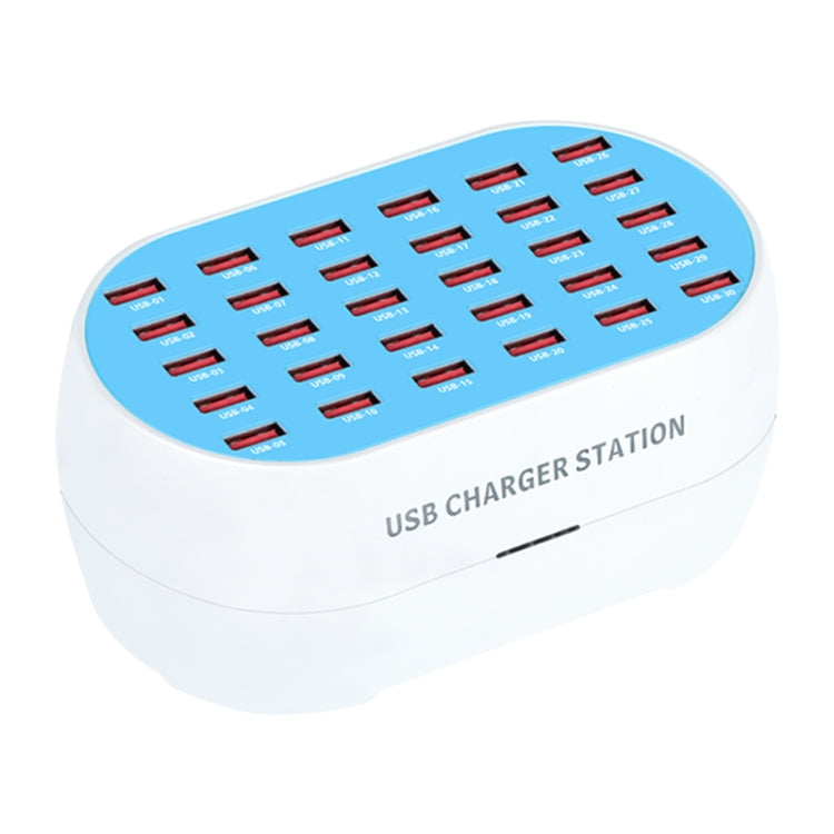 830 180W 30 USB Ports Multifunction Smart Charger Station AC100-240V US (White)