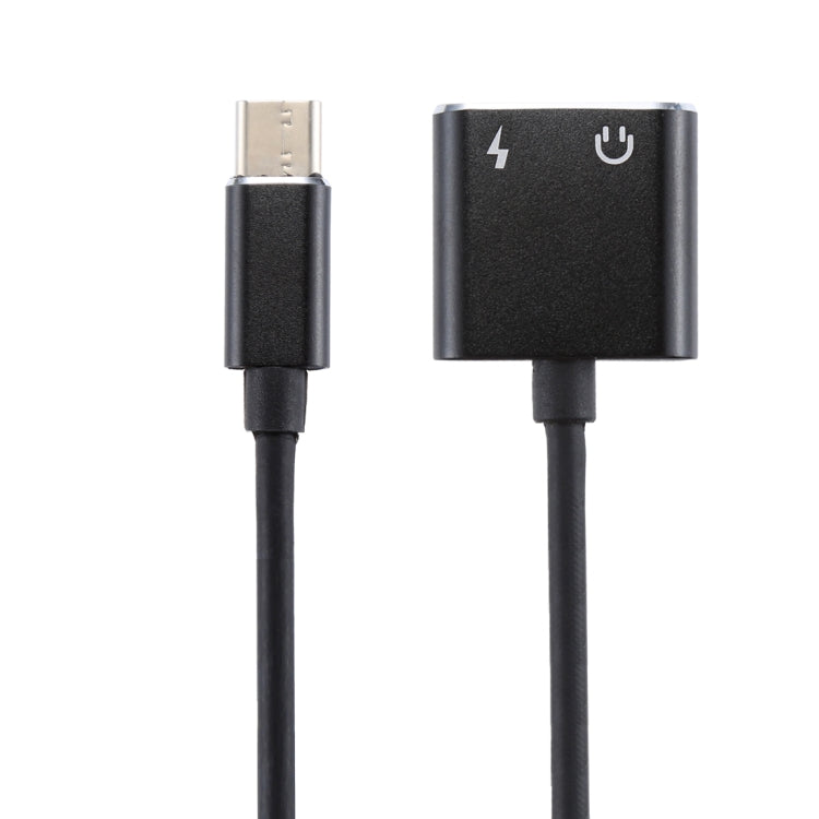 Adaptateur convertisseur de charge audio 2 en 1 3,5 mm vers USB-C / Type-C (noir)
