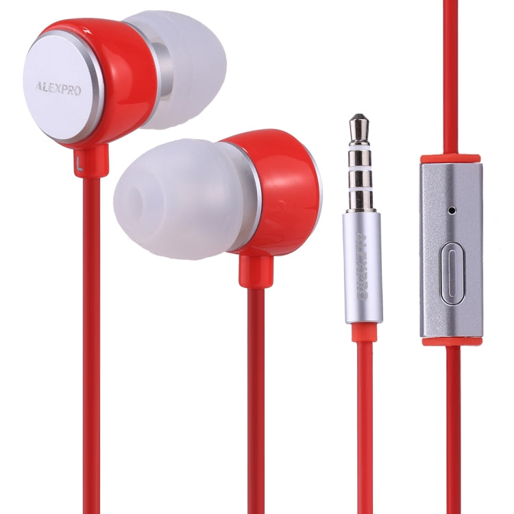ALEXPRO E110i 1.2m In-Ear Auriculares Stereo con Control con Cable y graves con Micrófono Para iPhone iPad Galaxy Huawei Xiaomi LG HTC y otros Teléfonos Inteligentes (Rojo)