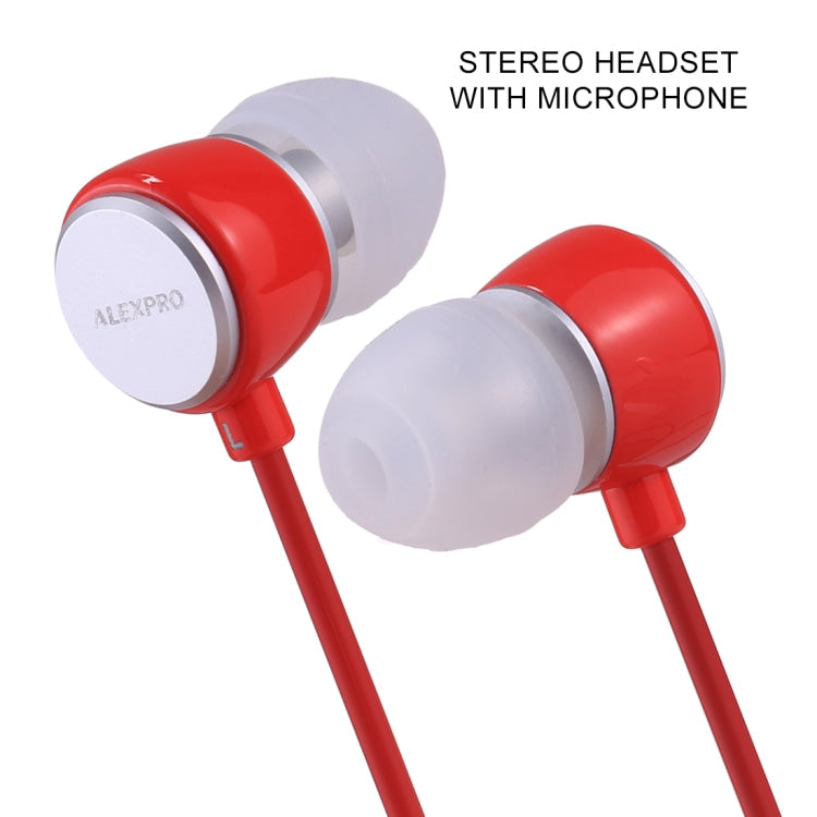 ALEXPRO E110i 1.2m In-Ear Stereo Headphones with Wired Control and Bass with Mic for iPhone iPad Galaxy Huawei Xiaomi LG HTC and other Smartphones (Red)