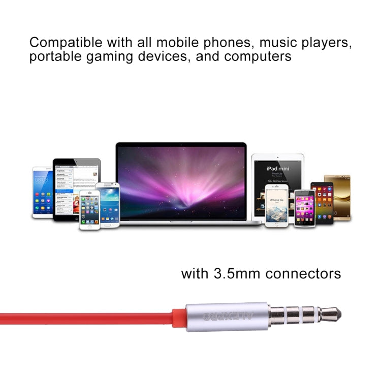 ALEXPRO E110i 1.2m In-Ear Auriculares Stereo con Control con Cable y graves con Micrófono Para iPhone iPad Galaxy Huawei Xiaomi LG HTC y otros Teléfonos Inteligentes (Rojo)