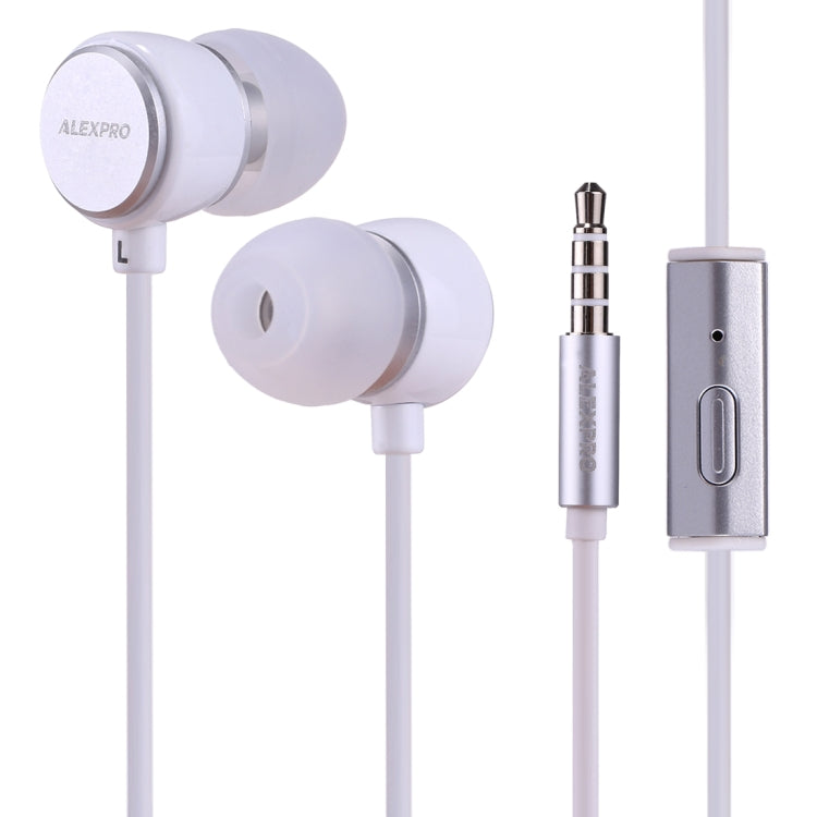 ALEXPRO E110i 1.2m In-Ear Stereo Headphones with Wired Control and Bass with Mic for iPhone iPad Galaxy Huawei Xiaomi LG HTC and other Smartphones (White)