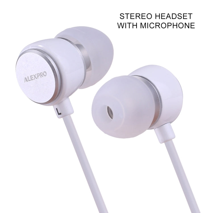 ALEXPRO E110i 1.2m In-Ear Stereo Headphones with Wired Control and Bass with Mic for iPhone iPad Galaxy Huawei Xiaomi LG HTC and other Smartphones (White)