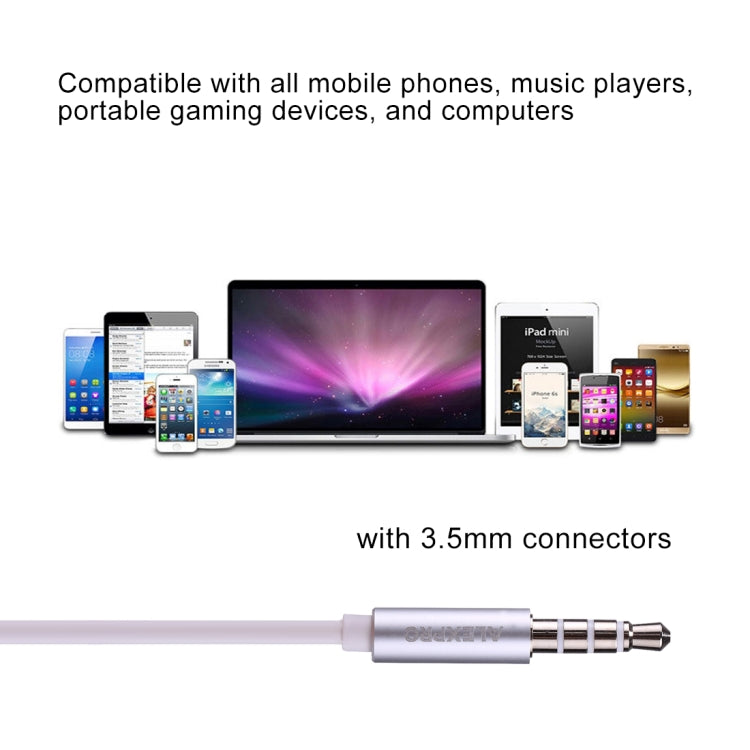 ALEXPRO E110i 1.2m In-Ear Auriculares Stereo con Control con Cable y graves con Micrófono Para iPhone iPad Galaxy Huawei Xiaomi LG HTC y otros Teléfonos Inteligentes (Blanco)