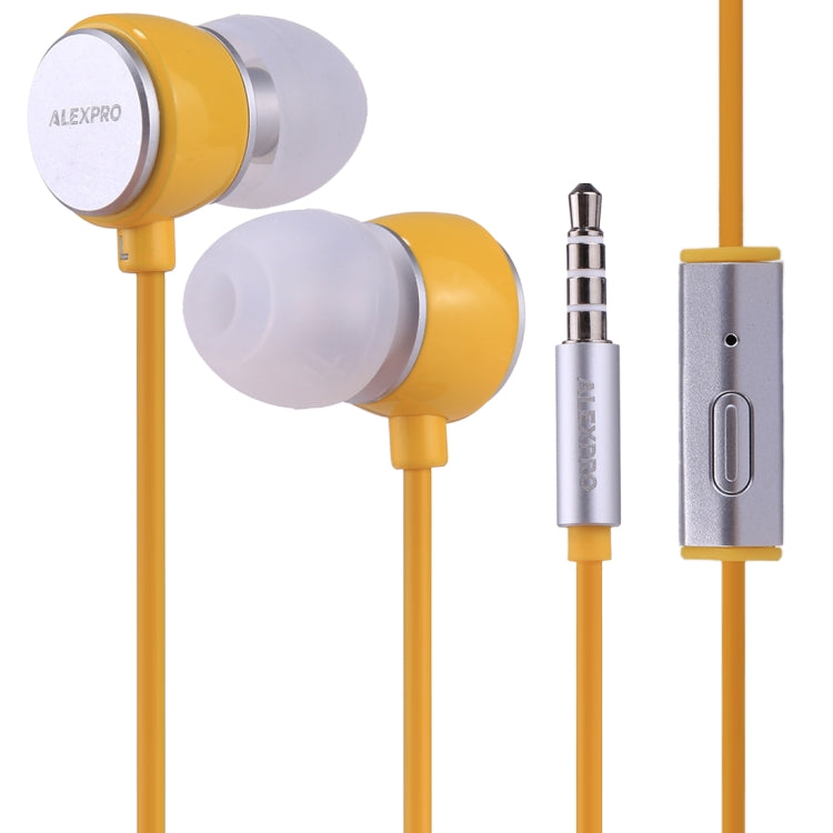 ALEXPRO E110i Écouteurs stéréo intra-auriculaires 1,2 m avec contrôle filaire et basses avec microphone pour iPhone iPad Galaxy Huawei Xiaomi LG HTC et autres smartphones (Jaune)