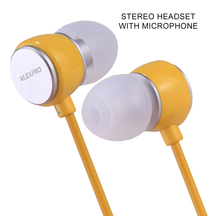 ALEXPRO E110i 1.2m In-Ear Stereo Headphones with Wired Control and Bass with Microphone for iPhone iPad Galaxy Huawei Xiaomi LG HTC and other Smartphones (Yellow)