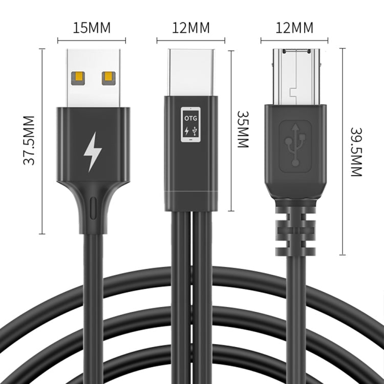 Câble de charge de synchronisation de connexion audio USB-C / Type-C vers MIDI + carte son USB de 1 m (noir)