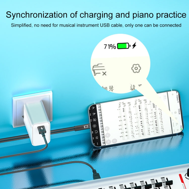 Câble de charge de synchronisation de connexion audio USB-C / Type-C vers MIDI + carte son USB de 1 m (noir)
