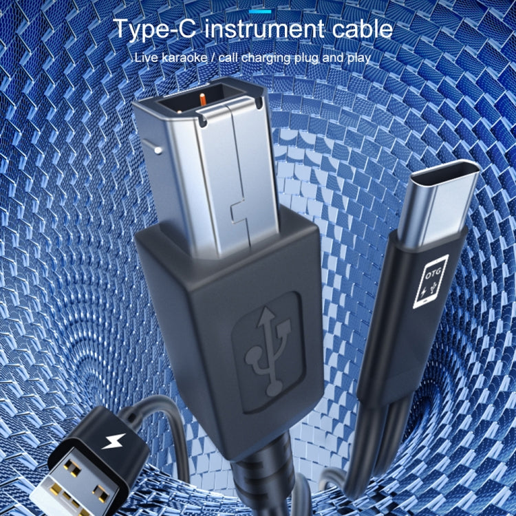 1m USB-C / Type-C zu MIDI + USB Soundkarte Audioverbindung Sync Ladekabel (Schwarz)