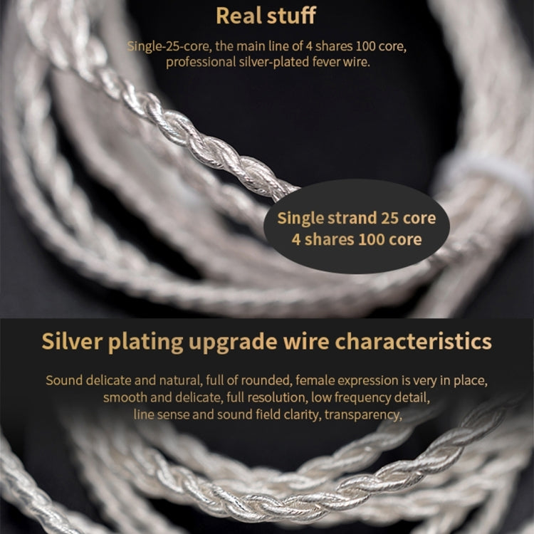 Silver Twist Textured 3.5mm Audio Headphone Cable Applicable to KZ ED12 (Silver)