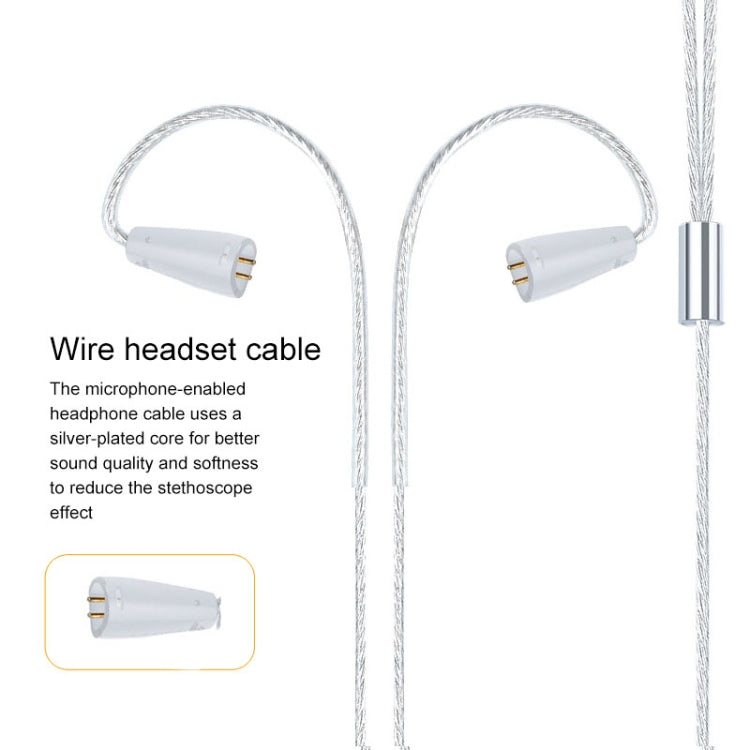 Cable de Auriculares Plateado con Enchufe IE80 con Micrófono (Plateado)