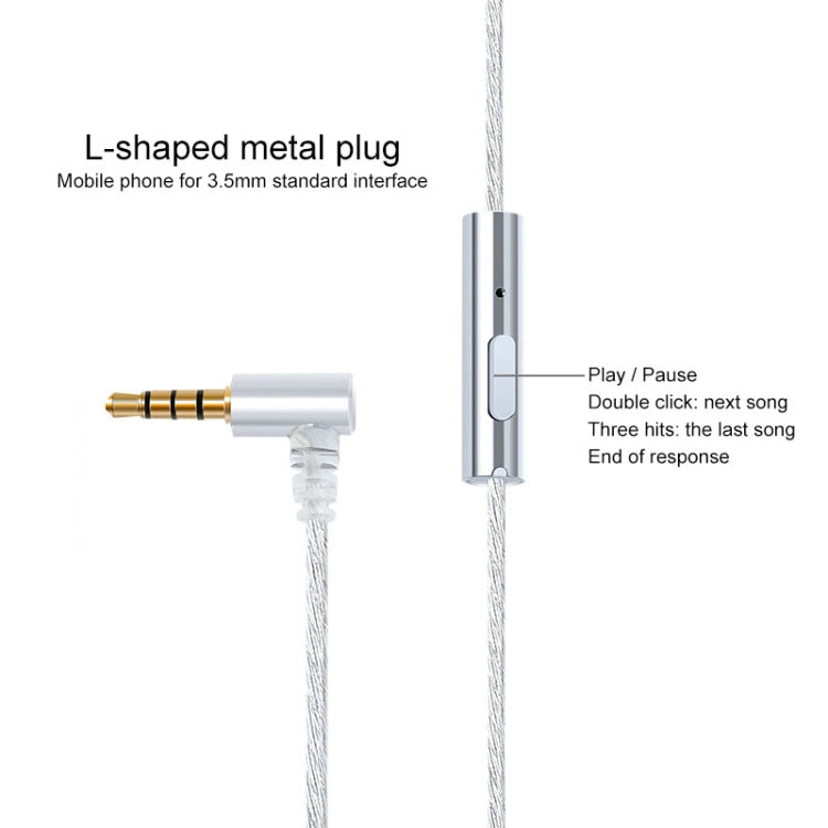 Cable de Auriculares Plateado con Enchufe IE80 con Micrófono (Plateado)