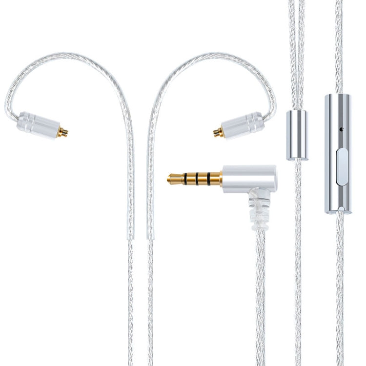 Silver Headphone Cable with MMCX Connector with Microphone (Silver)